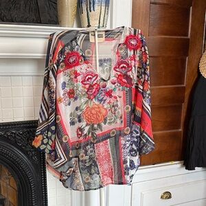 Savanna Jane Vibrant Floral Patchwork unstructured  Blouse- worn a few times